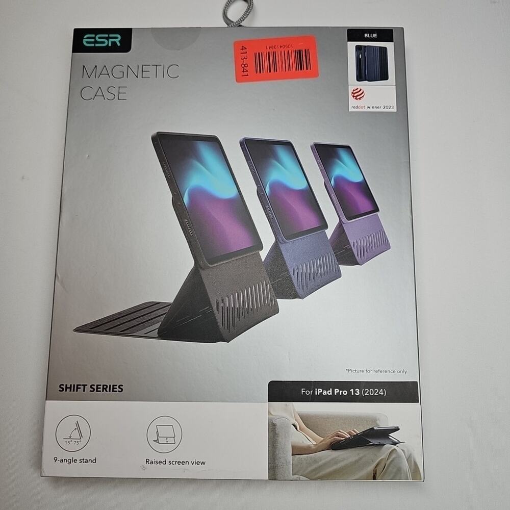 ESR Black iPad Pro 13" M4(2024) Case, Magnetic Cover, Rotating Stand, 9 Angles